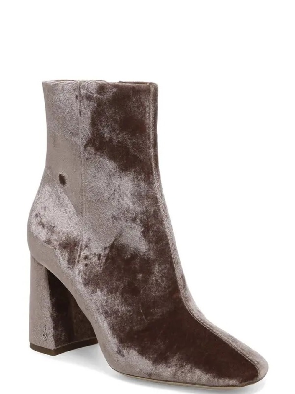Sam Edelman Hilty Ankle Boots Womens 8.5 Mauve Grey Crushed Velvet Block Heel